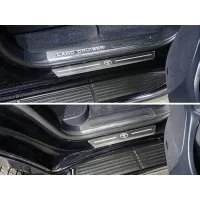 Накладки на пороги с гибом лист шлифованный логотип Toyota 4 штуки для Toyota Land Cruiser 200 2015-2024