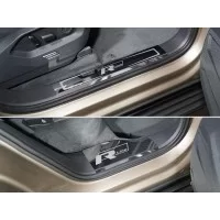 Накладки на пластиковые пороги лист зеркальный надпись R-Line 4 шт для Volkswagen Touareg 2018-2024
