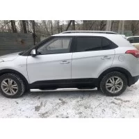 Пороги труба с проступью 76 мм для Hyundai Creta 2016-2021
