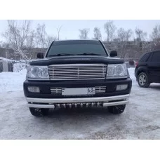 Защита передняя тройная с клыками 76-60-42 мм для Toyota Land Cruiser 100 1998-2007