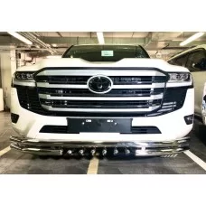 Защита передняя тройная с клыками 76-60-42 мм для Toyota Land Cruiser 300 2021-2024