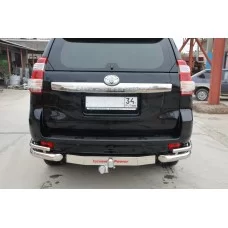 Защита задняя двойные уголки под фаркоп 76-42 мм для Toyota Land Cruiser Prado 150 2013-2017