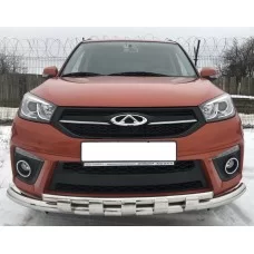 Защита передняя двойная с перемычками 60-42 мм для Chery Tiggo 3 2014-2020