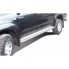 Пороги с площадкой алюминиевый лист 60 мм для Toyota Hilux 2011-2015