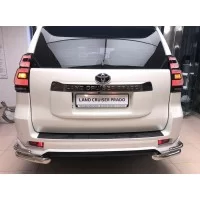 Защита задняя двойные уголки под фаркоп 60-42 мм для Toyota Land Cruiser Prado 150 Black Onyx 2020-2024