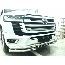 Защита передняя тройная с клыками 76-60-42 мм для Toyota Land Cruiser 300 2021-2024