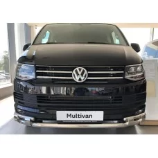 Защита передняя двойная с перемычками 60-42 мм для Volkswagen Multivan/Caravelle/Transporter 2015-2024
