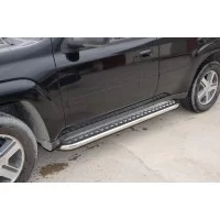 Пороги с площадкой алюминиевый лист 53 мм для Chevrolet TrailBlazer 2001-2011