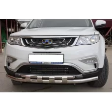 Защита передняя двойная с перемычками 60-42 мм для Geely Atlas 2018-2022