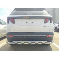 Защита заднего бампера двойная с перемычками 60-42 мм для Hyundai Tucson 2021-2024