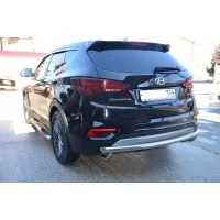 Защита заднего бампера 60 мм для Hyundai Santa Fe 2015-2018