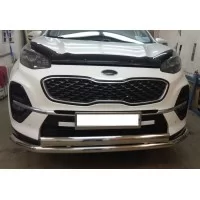 Защита передняя овальная двойная 60-75x42 мм для Kia Sportage 2018-2024