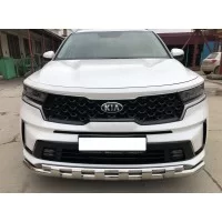 Защита передняя двойная с перемычками 60-42 мм для Kia Sorento MQ4 2020-2024
