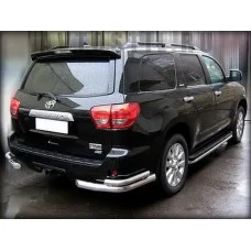 Защита задняя двойные уголки 76-53 мм для Toyota Sequoia 2008-2024