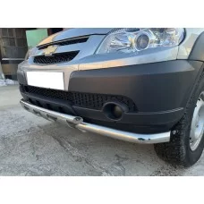 Защита передняя двойная с перемычками с подгибами 53-42 мм для Chevrolet Niva 2009-2020