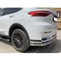 Защита заднего бампера с уголками 60-42 мм для Haval F7x 2019-2024