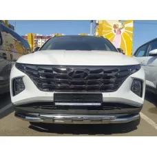 Защита переднего бампера с перемычками 60-42 мм для Hyundai Tucson 2021-2024