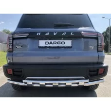 Защита заднего бампера двойная с перемычками 60-42 мм для Haval Dargo 2022-2024