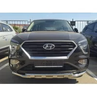 Защита переднего бампера с перемычками 60-42 мм для Hyundai Creta 2021-2024