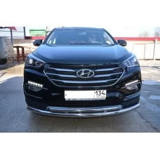 Защита передняя двойная 60-42 мм для Hyundai Santa Fe 2015-2018