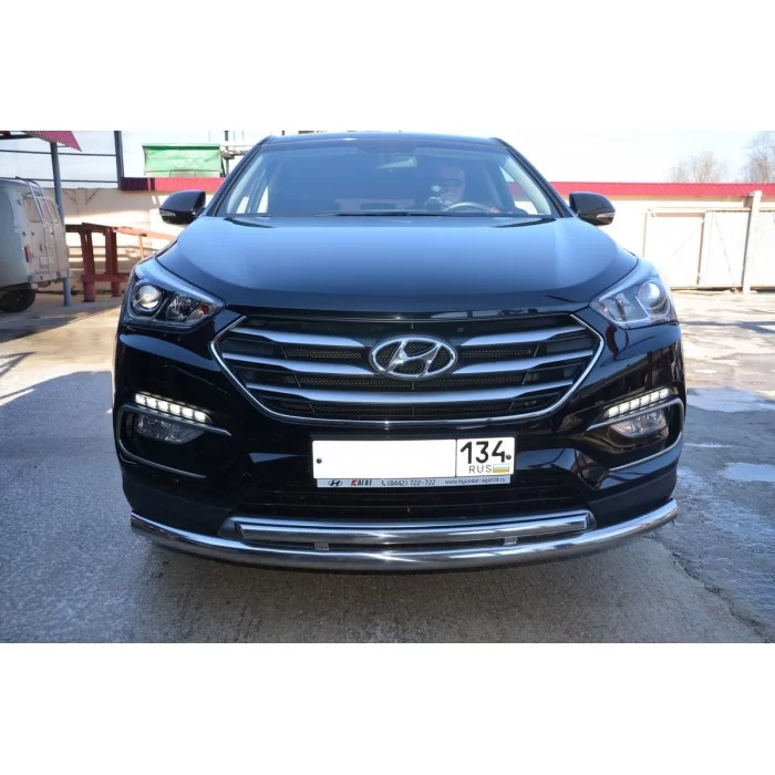 Защита передняя двойная 60-42 мм для Hyundai Santa Fe 2015-2018