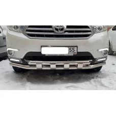 Защита передняя двойная с перемычками 60-60 мм для Toyota Highlander 2014-2016