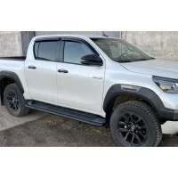 Защита штатных порогов раптор 42 мм для Toyota Hilux Black Onyx 2020-2024