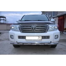 Защита передняя двойная с пластинами 76-76 мм для Toyota Land Cruiser 200 2012-2015