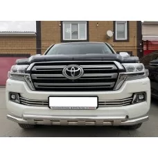 Защита передняя двойная с перемычками 60-60 мм для Toyota Land Cruiser 200 2015-2021