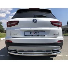 Защита заднего бампера двойная 60-42 мм для Changan CS55 2017-2021