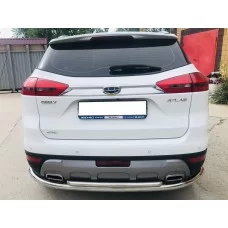 Защита заднего бампера двойная 60-42 мм для Geely Atlas 2018-2022