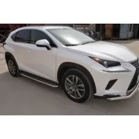 Пороги с площадкой алюминиевый лист 53 мм для Lexus NX 2017-2021