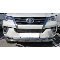 Защита передняя двойная с перемычками 60-60 мм для Toyota Fortuner 2017-2020