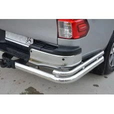 Защита задняя двойные уголки большие 76-42 мм для Toyota Hilux Exclusive Black 2015-2020