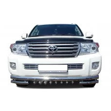 Защита передняя тройная с клыками 76-60-42 мм для Toyota Land Cruiser 200 2012-2015