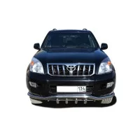 Защита передняя двойная волна с клыками 60-42 мм для Toyota Land Cruiser Prado 120 2002-2009