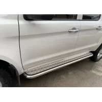 Пороги с площадкой алюминиевый лист 53 мм для JAC T6 2018-2024