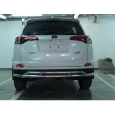 Защита заднего бампера двойная 60-42 мм для для Toyota RAV4 2015-2019