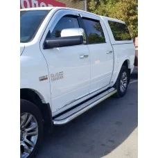 Пороги с площадкой алюминиевый лист 76 мм для Dodge RAM 2001-2021