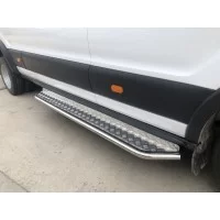 Порог с площадкой алюминиевый лист 42 мм на длинную базу для Ford Transit 2014-2024