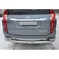 Защита заднего бампера с уголками 76-42 мм для Mitsubishi Pajero Sport 2016-2020