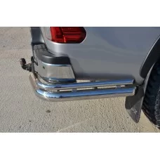 Защита задняя двойные уголки 76-42 мм для Toyota Hilux Exclusive Black 2015-2020