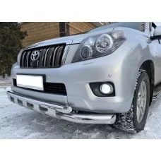 Защита передняя двойная с перемычками 76-60 мм для Toyota Land Cruiser Prado 150 2009-2013