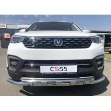 Защита передняя двойная с перемычками 60-42 мм для Changan CS55 2017-2021