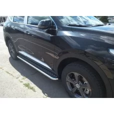 Пороги с площадкой алюминиевый лист 53 мм для Haval F7x 2019-2024
