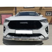 Защита передняя двойная для авто без камеры 60-42 мм для Haval F7x 2019-2024