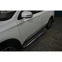 Пороги с площадкой алюминиевый лист 53 мм для Mitsubishi Outlander 2018-2024