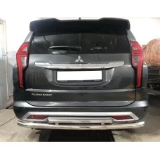Защита заднего бампера двойная 60-42 мм для Mitsubishi Pajero Sport 2021-2024