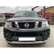 Защита передняя двойная 76-60 мм для Nissan Navara 2005-2015