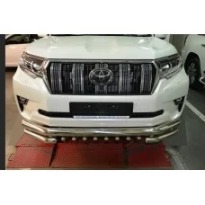 Защита передняя тройная с клыками 76-60-42 мм для Toyota Land Cruiser Prado 150 2017-2020